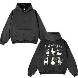 Silly Goose It's Okay To Washed Hoodie, Mental Health Apparel, Oversized Menswear And Women Menswear Tops, Gym Pump Cover, Hip Hop Y2K Graphic Apparel, Gift for Her