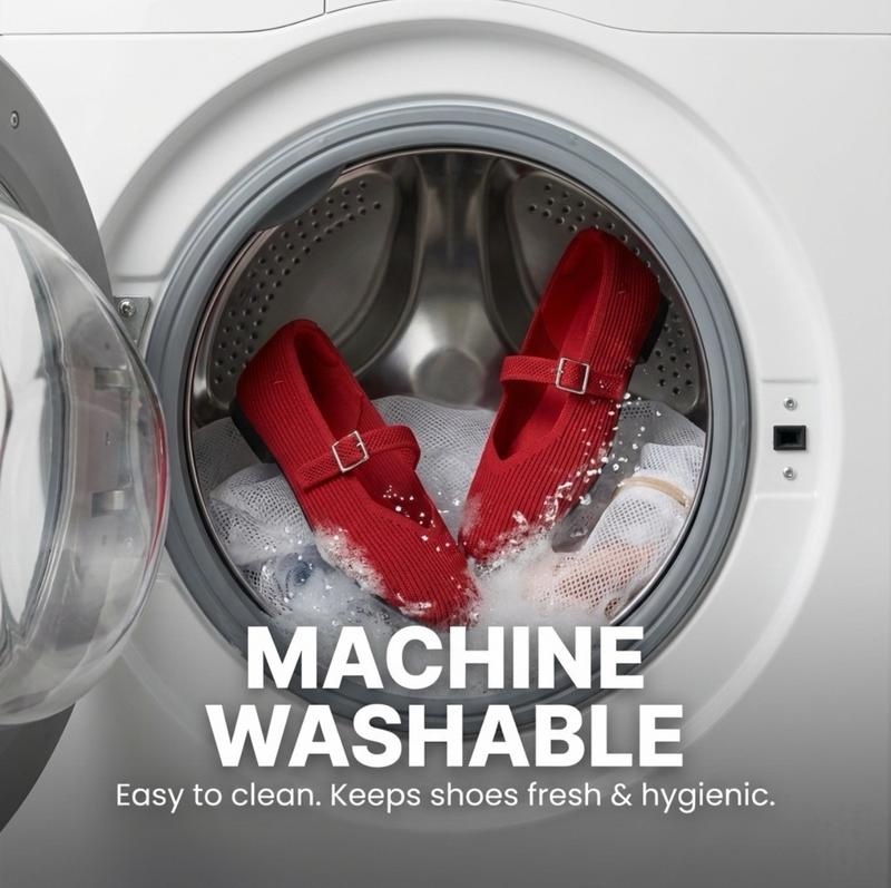 VIVAIA Women's Square-Toe Knit Mary Janes Ballet Flats,Adjustable Strap With Herbal Arch Support Insole,Machine Washable / Blister-Free Heel / Foldable & Lightweight Retro Chic (Margot Mary Janes) Free Shoe Charm Designated Color Until Sold Out Randomly