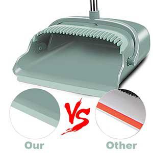 PLL Upgraded Broom and Dustpan Set, Large Size and Stiff Broom Dust pan with Long Handle, Upright,Ideal for Indoor Outdoor Garage Kitchen