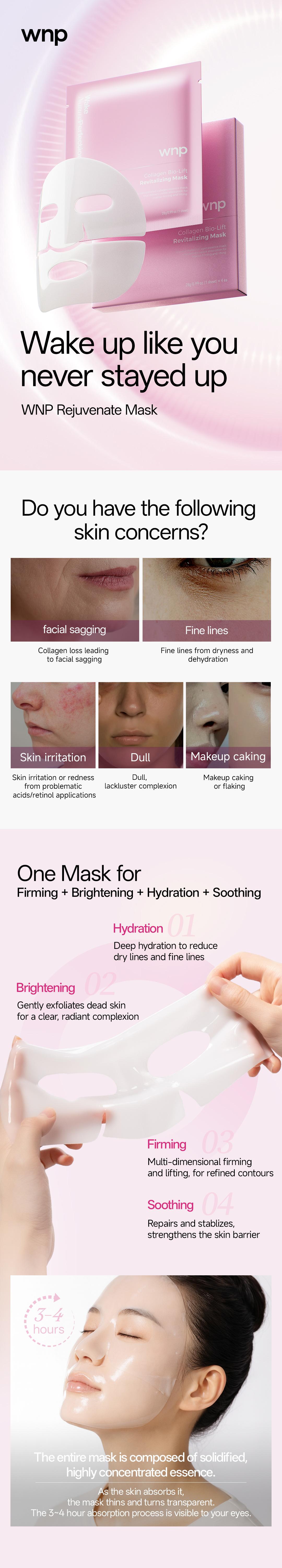 [WNP Official] WNP Collagen Bio-Lift Revitalizing Mask Instant Firming & Revitalizing for Wrinkles Reduction Anti-Wrinkle, Brightening & Hydrating Skin Repair