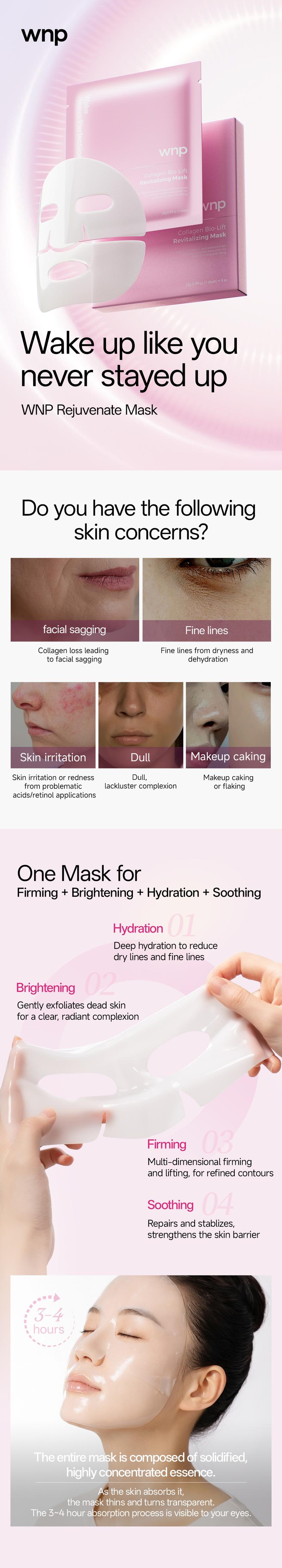 [WNP Official] WNP Collagen Bio-Lift Revitalizing Mask Instant Firming & Revitalizing for Wrinkles Reduction Anti-Wrinkle, Brightening & Hydrating Skin Repair