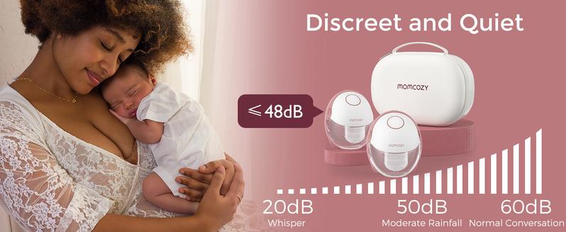 Momcozy  Hands-Free Mobile Breast Pump | M6, Wearable Breast Pump, Ideal Rhythm, DoubleFit Flange, Better Fit, More Discreet, 3 Modes and 9 Levels, 24mm - 2 Pack Comfort Red