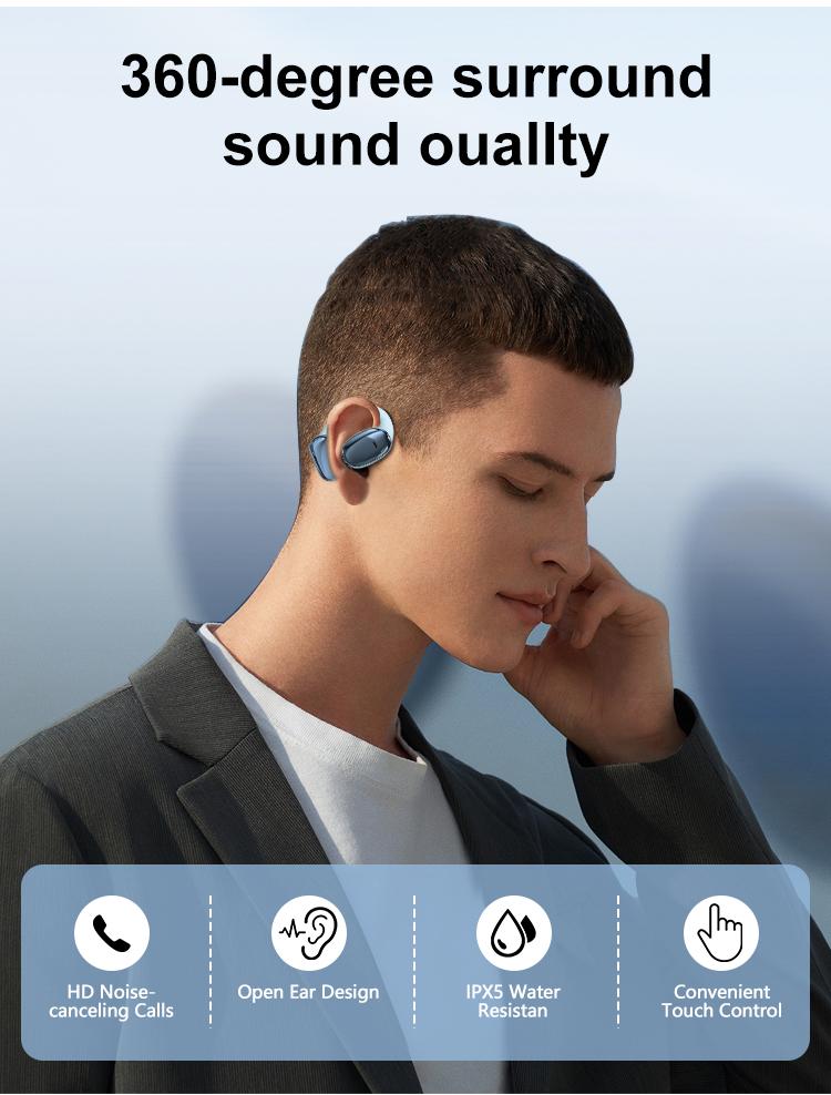 ZIHNIC S11 Open Ear Headphones Comfort Wireless Earbuds With Charging Case Bluetooth V5.4 IPX5 Waterproof Blue Audio High Sound Quality Electronic Chargeable Headset