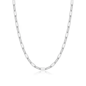 925 Sterling Silver Plated Paperclip Chain 4MM Necklace - for Men & Women,Waterproof & Hypoallergenic 19.68/23.62 Inches Necklace For Women Men Jewelry Gift