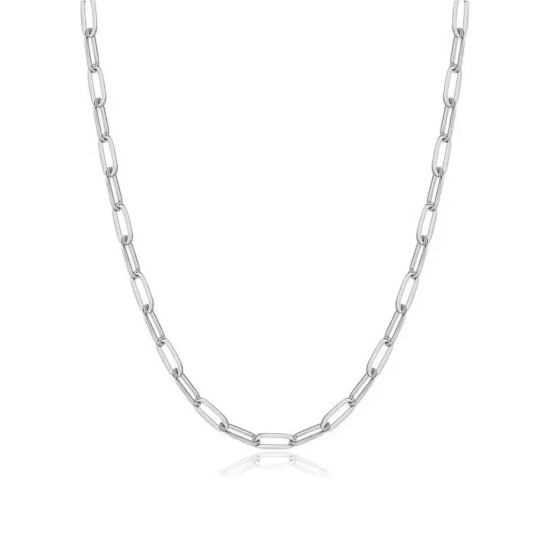 925 Sterling Silver Plated Paperclip Chain 4MM Necklace - for Men & Women,Waterproof & Hypoallergenic 19.68/23.62 Inches Necklace For Women Men Jewelry Gift tarnish proof jewelry circle chains boujee gifts for women chains for women