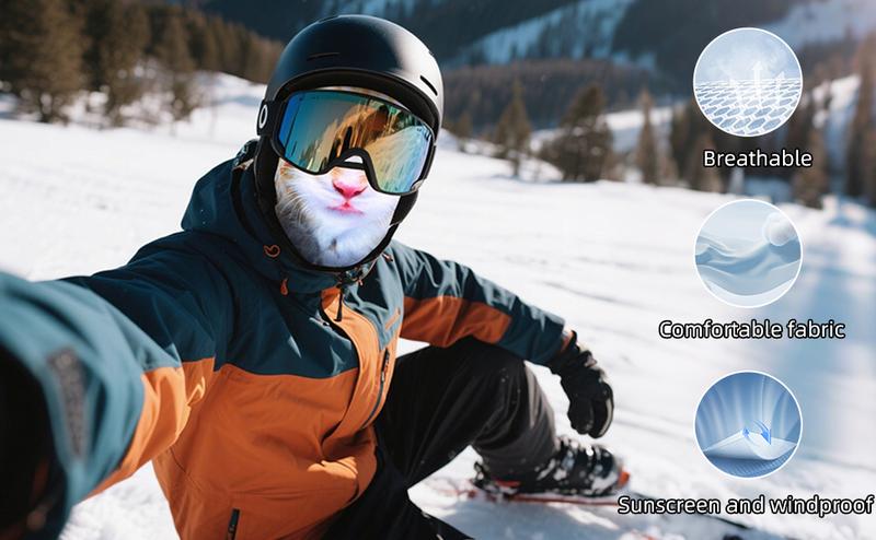 3D Cat Ski Mask Balaclava with Ears - Cat Shiesty Face Cover for Skiing, Music Festivals, Cycling, Halloween Parties