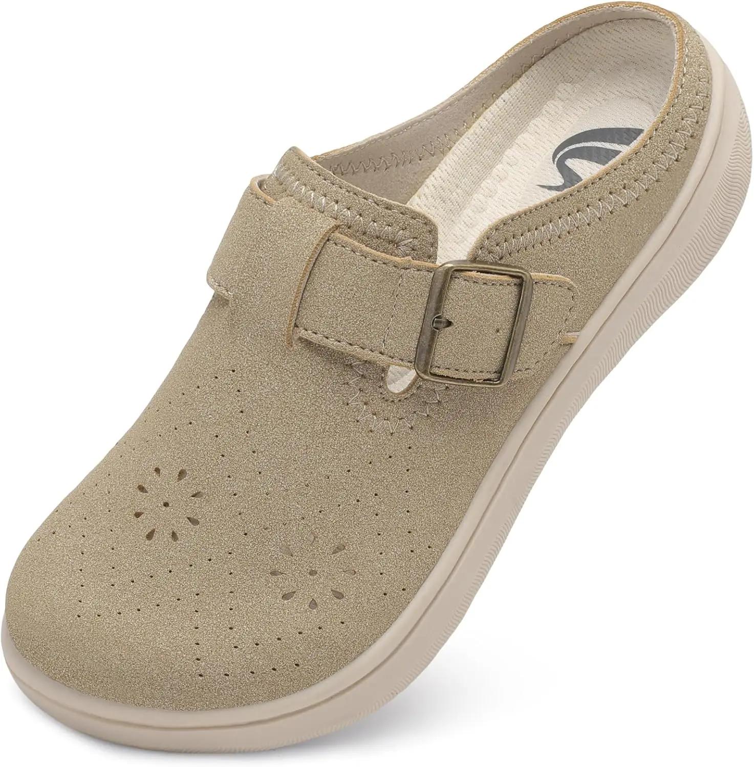 Leisfit Women's Wide Width Closed Toe Casual Clogs - Slip-On Mules, 0-Drop Natural Rubber Shoes for Diabetic, Swollen Ft - Summer Indoor Outdoor Footwear