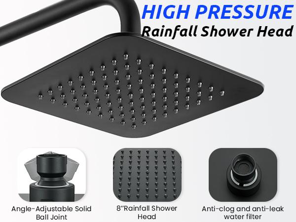 Ryamen Dual Shower Head | 8" Rainfall + Handheld | Adjustable Height | High Pressure | Luxury Standing Showers