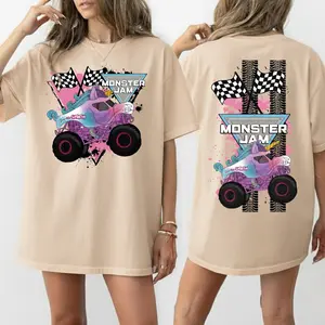 Monster Jam Unicorn Washed T-Shirt, Unicorn Monster Truck Shirt, Sparkle Smash Truck Crewneck, Girls Monster Jam Gift, Summer Racing Graphic Tee