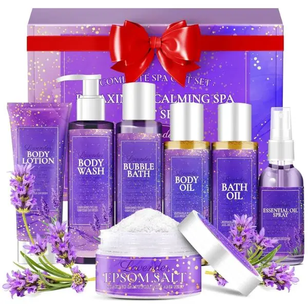 Spa Gifts for Women – Relaxing Lavender Bath & Body Care Set, Skin Repair & Personal Care Cosmetic, Christmas, Birthday, Valentine’s & Stocking Stuffer Gifts for Mom, Wife, Sister