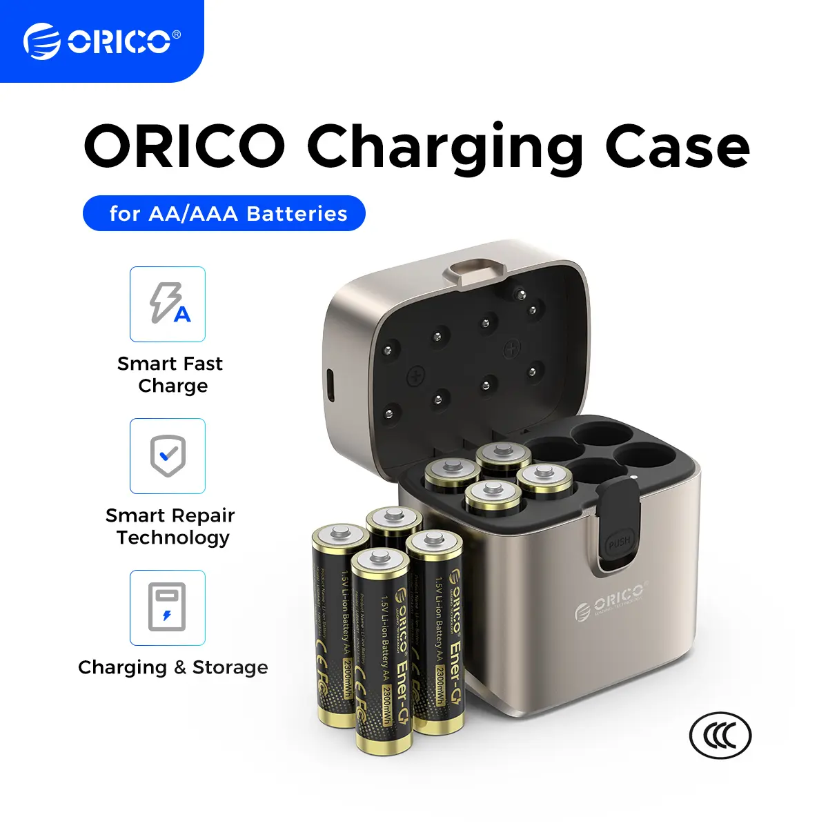 ORICO Rechargeable Battery 1.5V AA/AAA Li ion Battery2100 mWh Type C Fast Charging EV8P