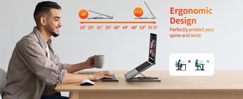 Mukiya USB C Laptop Stand with Docking Station, 7 in 1 USB C Hub with 4K HDMI, 3xUSB C, 2xUSB A, 1xSD, 1xTF Port for MacBook/Dell/HP/Surface/Lenovo Springtok