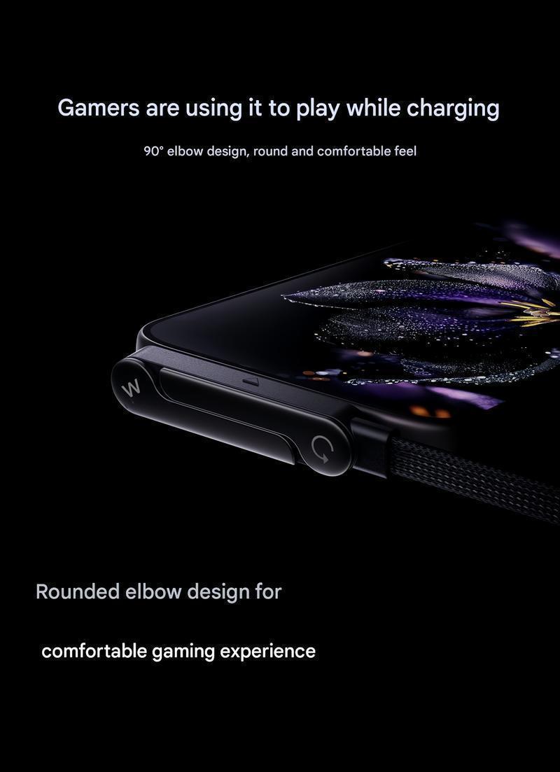 Invisible Holder Charger Cable with Stand, 240w super fast charging 2-in-1 Fast Charging Cord & Phone Stand for Gaming, Office, Car Travel, Compatible with iPhone Samsung Type-C charging cable Black