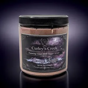 🌩️ Stormy Nights | Foaming Goat Milk Sugar Scrub | Exfoliating Skincare | Dark Floral & Patchouli | Curley’s Creek