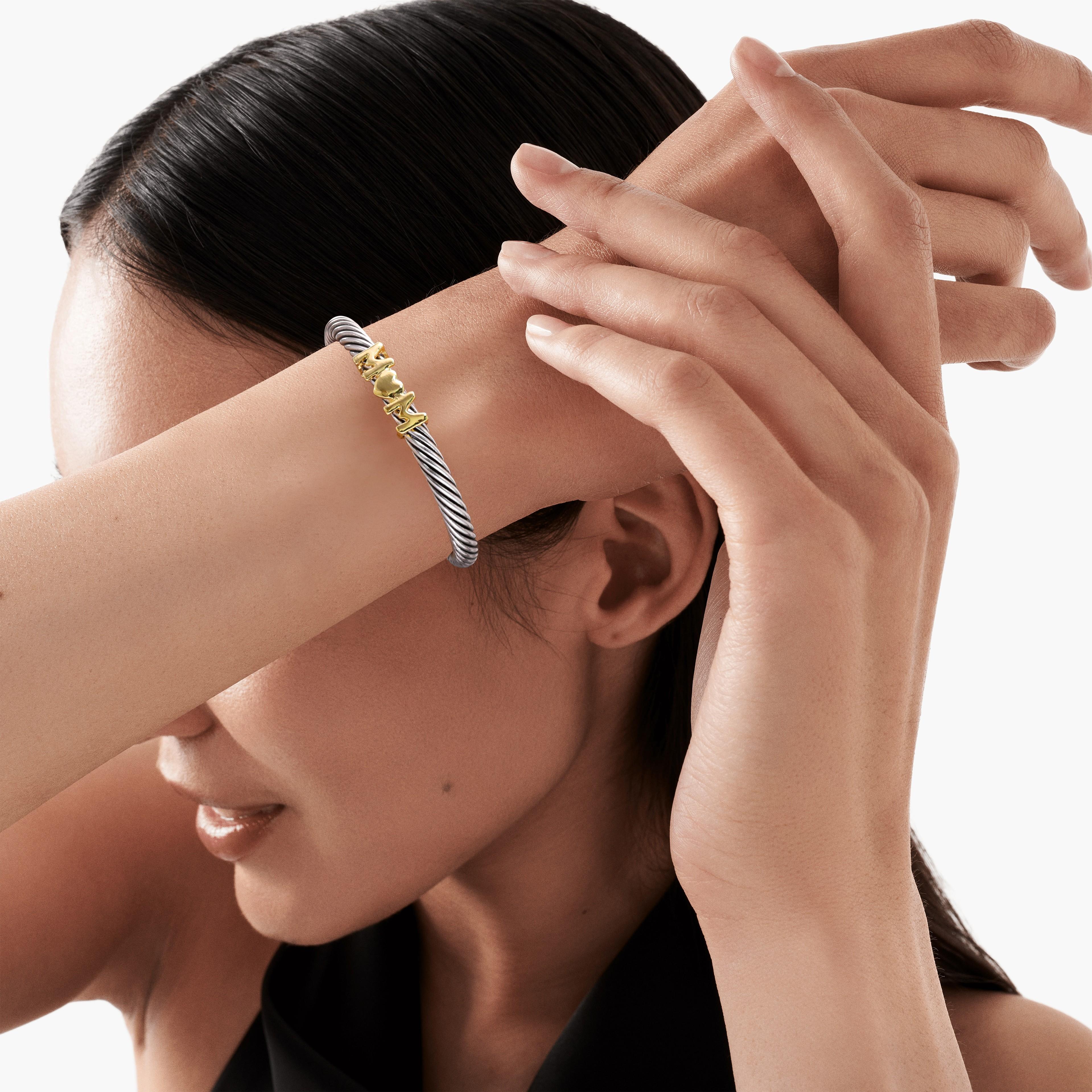 MYTYS Mother's Day Gift Twisted Cable Cuff Bracelet for Women Adjustable Bangle Charm Wrist Personalized Jewelry Trendy Jewellery Accessories