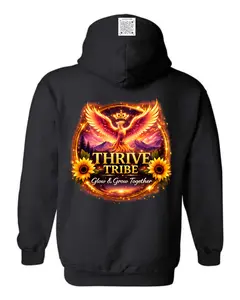 Thrive Tribe Glow & Grow Together Shirt | Phoenix Motivational Tee | Unisex Graphic T-Shirt | Live Host Support | Ash, Black, Sand & Smoke