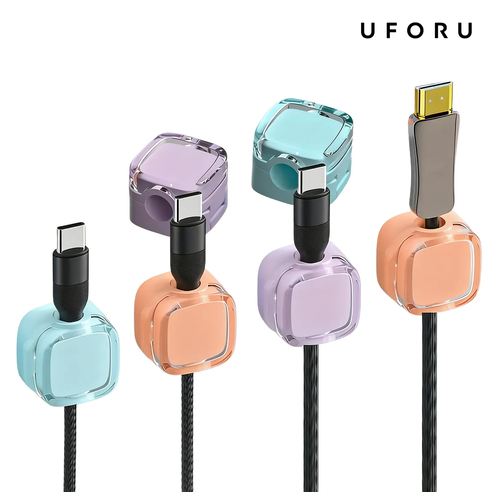 UFORU Magnetic Cable Clips 6 Pack - Self-Adhesive Cable Management Clips, Office Accessories, Cool Office Desk Gadgets for Cord Storage on Wall, Corporate Work Desk Accessories, Desk Wire Management