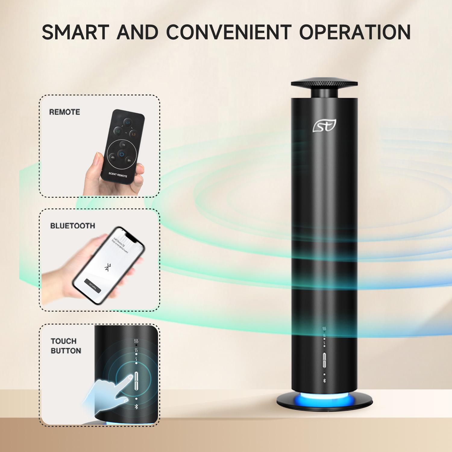 Intelligent Column Aroma Diffuser with Automatic Fragrance Sprayer for Home Bedroom Fresh Air Deodorizing Diffusing Includes 3 Essential Oil Bottles A
