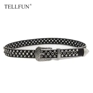 Men's rhinestone belt, Western cowboy studded leather belt, rhinestone belt, jeans belt gothic diamond Punk Rock