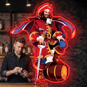 Rum Neon Sign Bar Bedroom Light Cap Stain Mor Gans Rum Neon Light For Office Hotel Bar Cafe Men's Cave Neon Art Wall Light