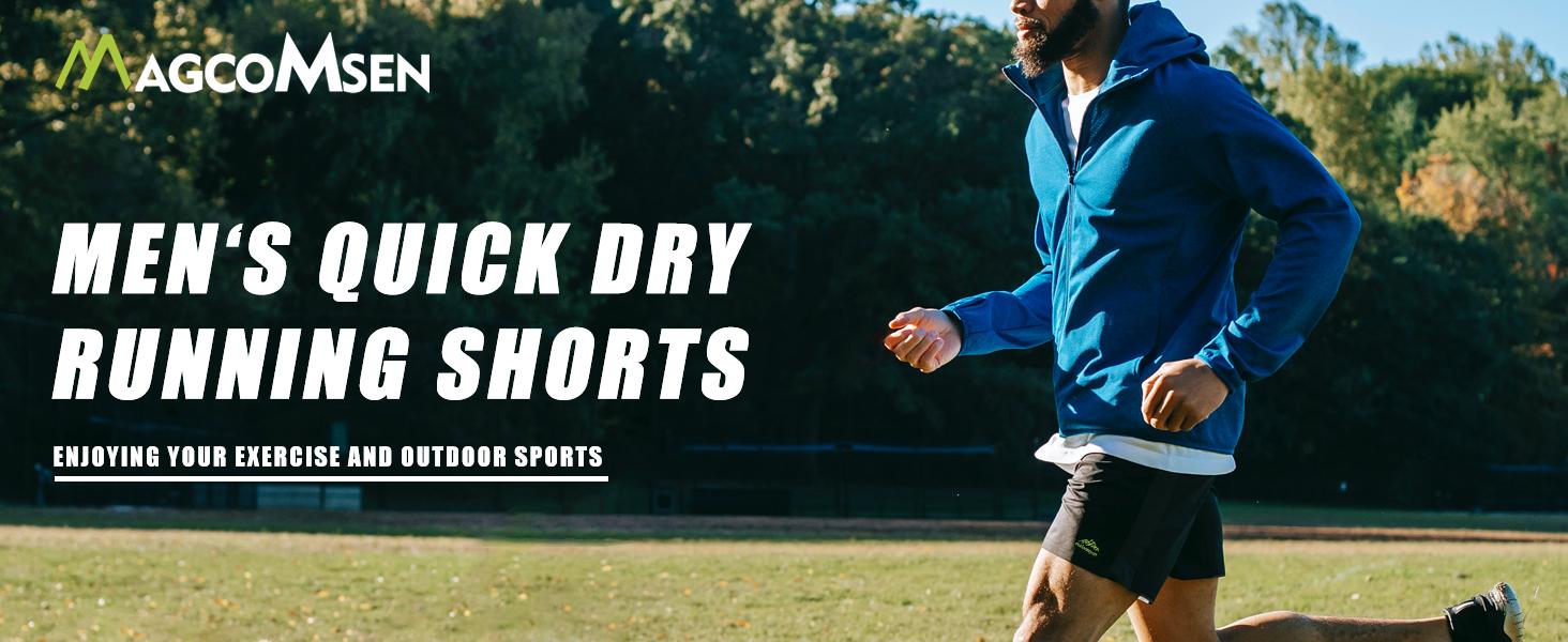 MAGCOMSEN Men's Workout Shorts 9" Quick Dry Shorts with Zipper Pockets for Running Athletic Gym Basketball Outdoorfun