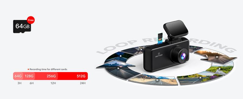 REDTIGER F17 4K 3-Channel Dash Cam with 5GHz WiFi GPS, 64GB Card, 2160P+1080P+1080P Cameras, IR Night Vision, Parking Mode, Fathers Day Gift