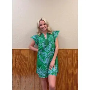 Entro Madeline Green Flowy Dress