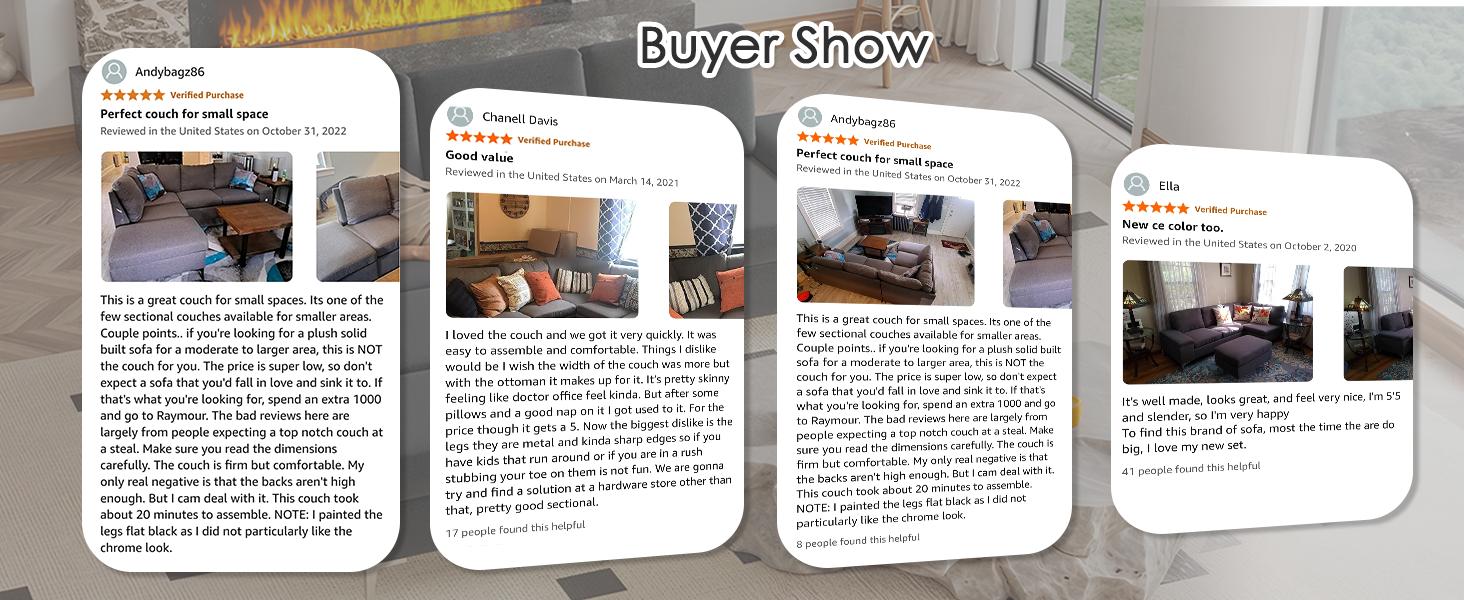 AECOJOY Modern Sectional Couch with Ottoman Convertible Corner Couches with Armrest Storage Upholstered Modular Sectional Sofa for Living Room Bedroom 30'' Deep Seat