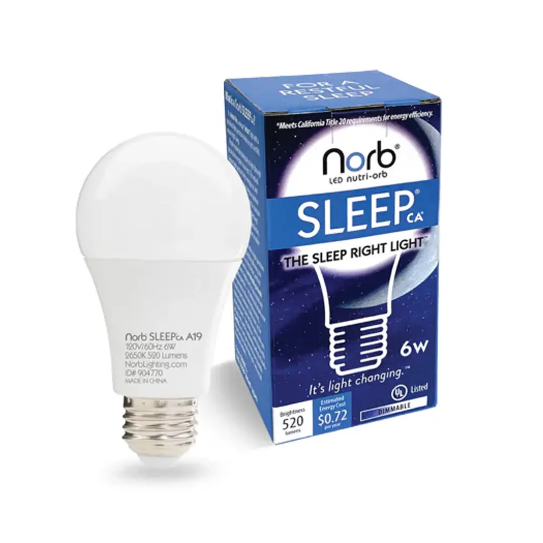 Norb SLEEP A19 LED Bulb – Low Blue Evening Light for Calm Nights
