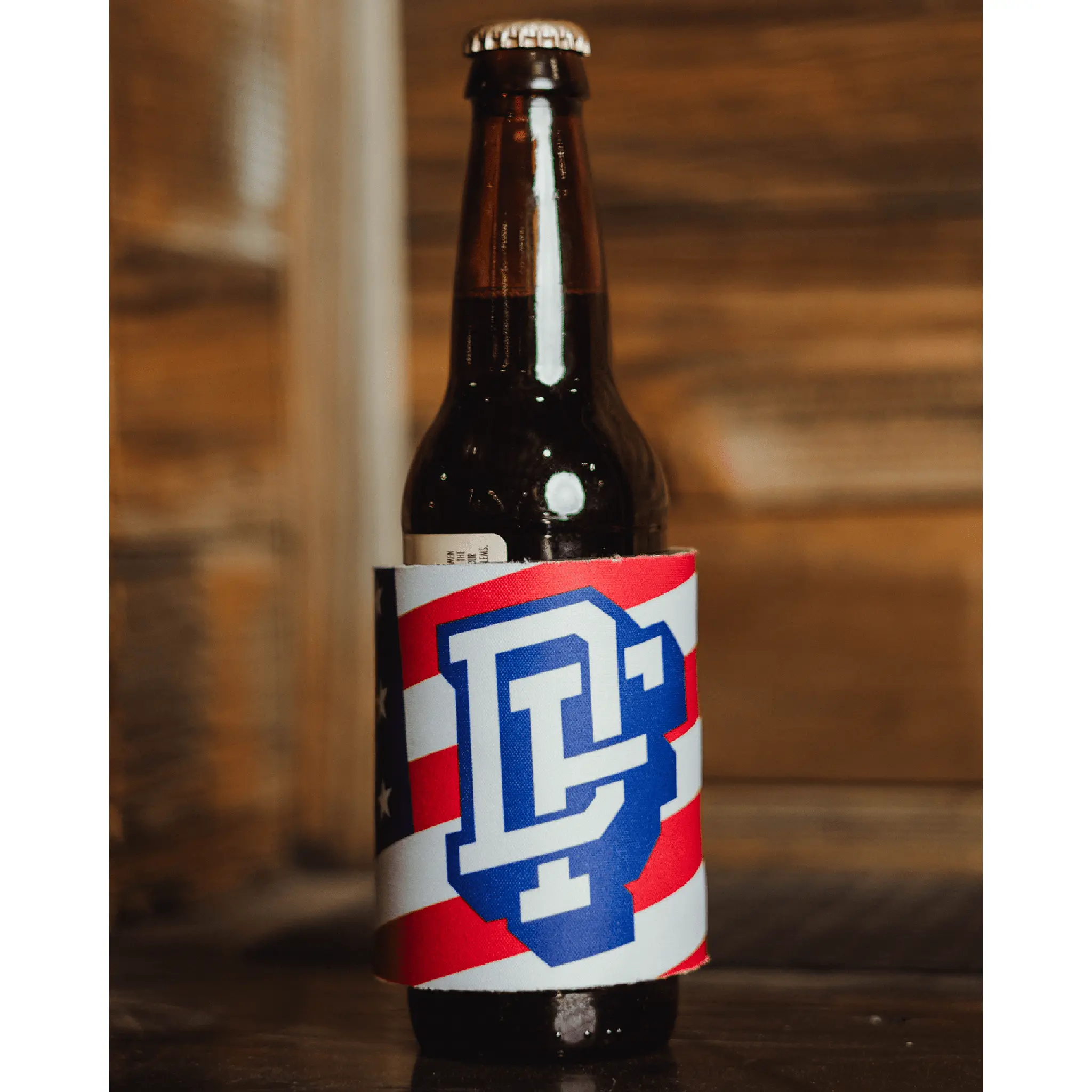 Monogram Snap Coozie Can Cooler - Red, White, & Blue