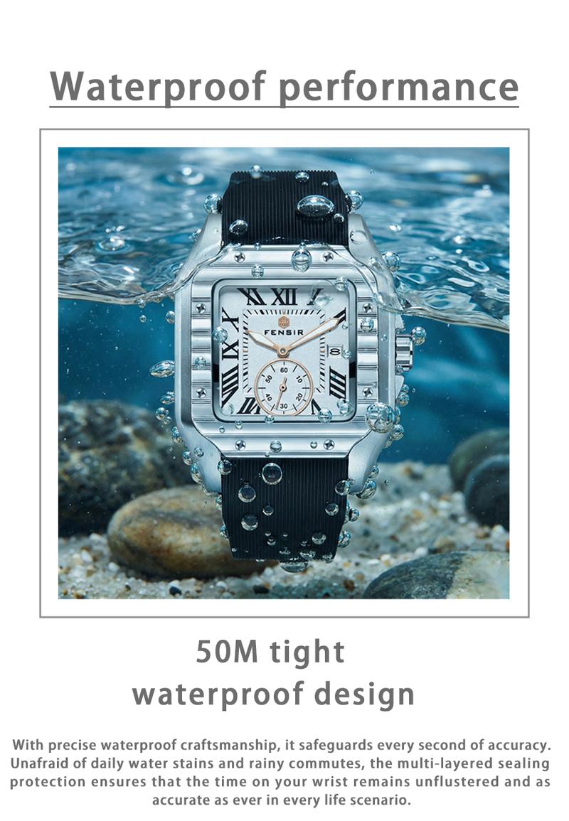 Unisex Classic Square Roman Numerals Silver Analog Water Resistant Watch Suitable For Women Men Stainless Steel Strap Date Display Casual Wristwatch