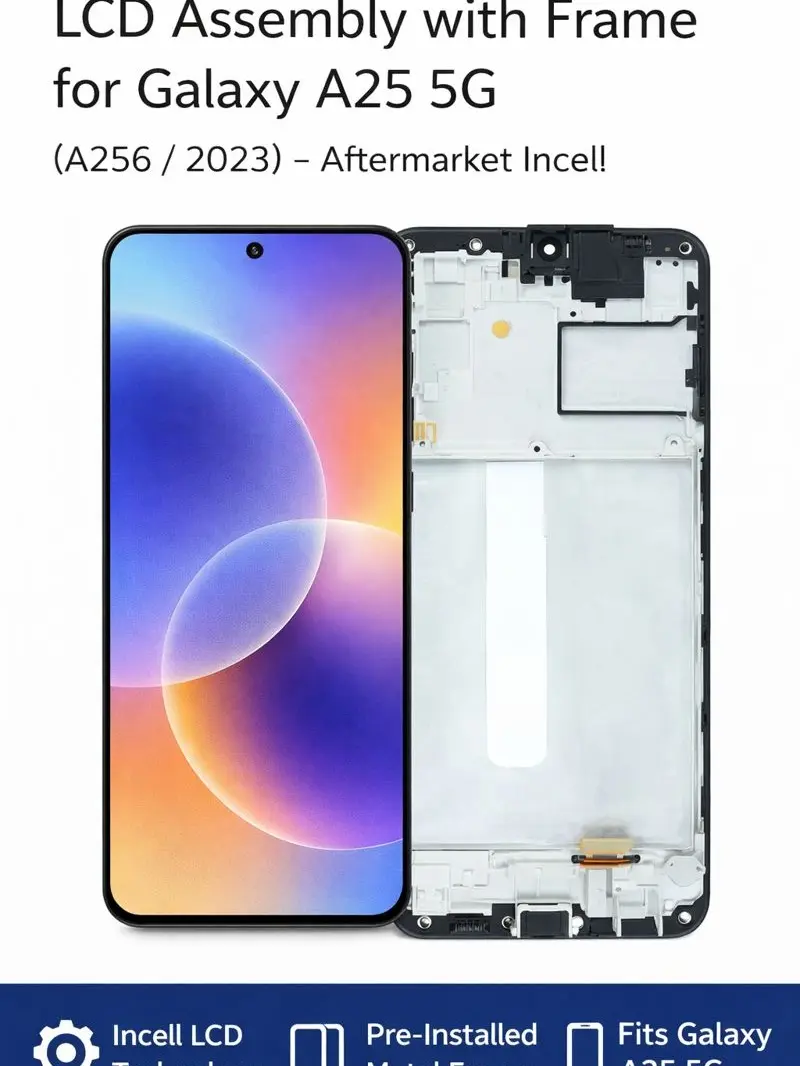 LCD Assembly with Frame for Galaxy A25 5G (A256 / 2023) – Aftermarket Incell