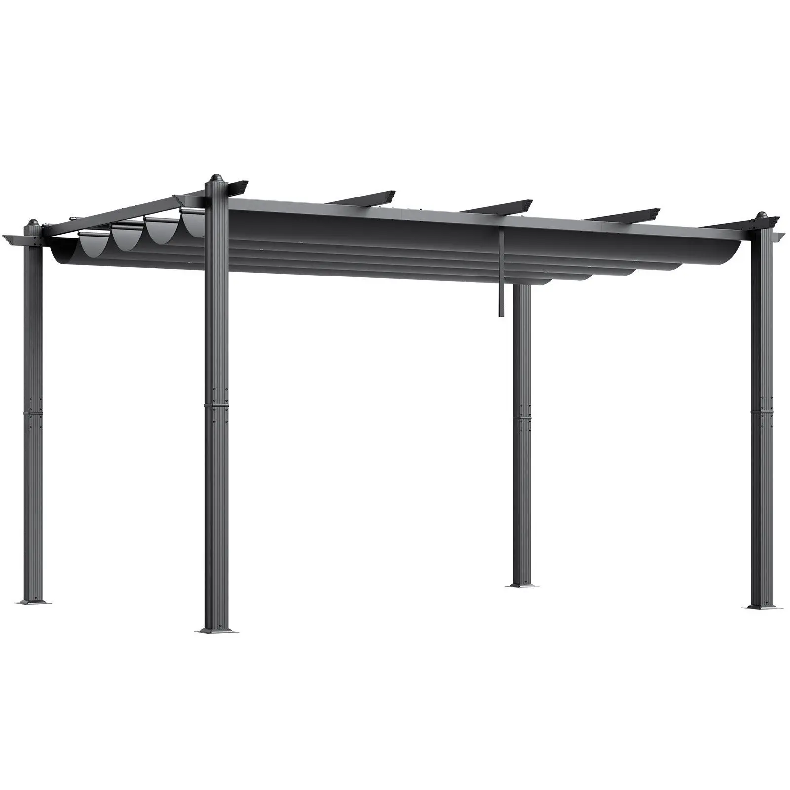 VEVOR 10'x13' Aluminium Outdoor Retractable Pergola with Rustproof Windproof Sun Shade Canopy, Includes Expansion Screws, Assembly Required, Ideal for Poolside, Outdoor Parties