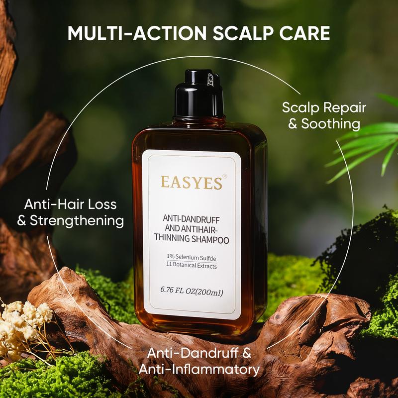 【BQ】EASYES Anti-Dandruff & Hair Thickening Shampoo | 1% Selenium Sulfide + 0.2% Piroctone Olamine | 11 Herbal Actives for 78% Less Flakes & +38% Density in 7 Days | #ScalpCare #HairGrowth