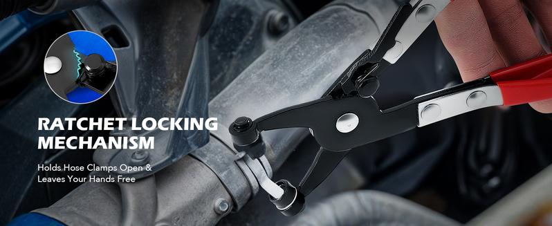 9PCS Hose Clamp Pliers, Long Reach Hose Clamp Tool Remover for Water Hose and Automotive Coolant Radiator Heater with Flexible Wire Long Reach Hose Clamp and Flat Band Pliers Multifunctional Pipe Clamp for Car Repair,Car accessories