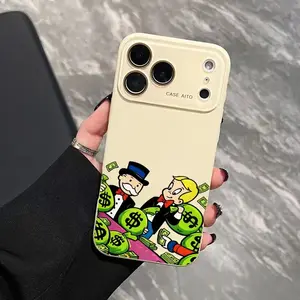 Creative Cash Graffiti Monopoly Pattern Phone Case Liquid Silicone Ultra-Soft Touch Full-Coverage Camera Protection Compatible with iPhone 17 Pro Max 16 Pro Max 15 Plus 14 13 12 phone cases.A120