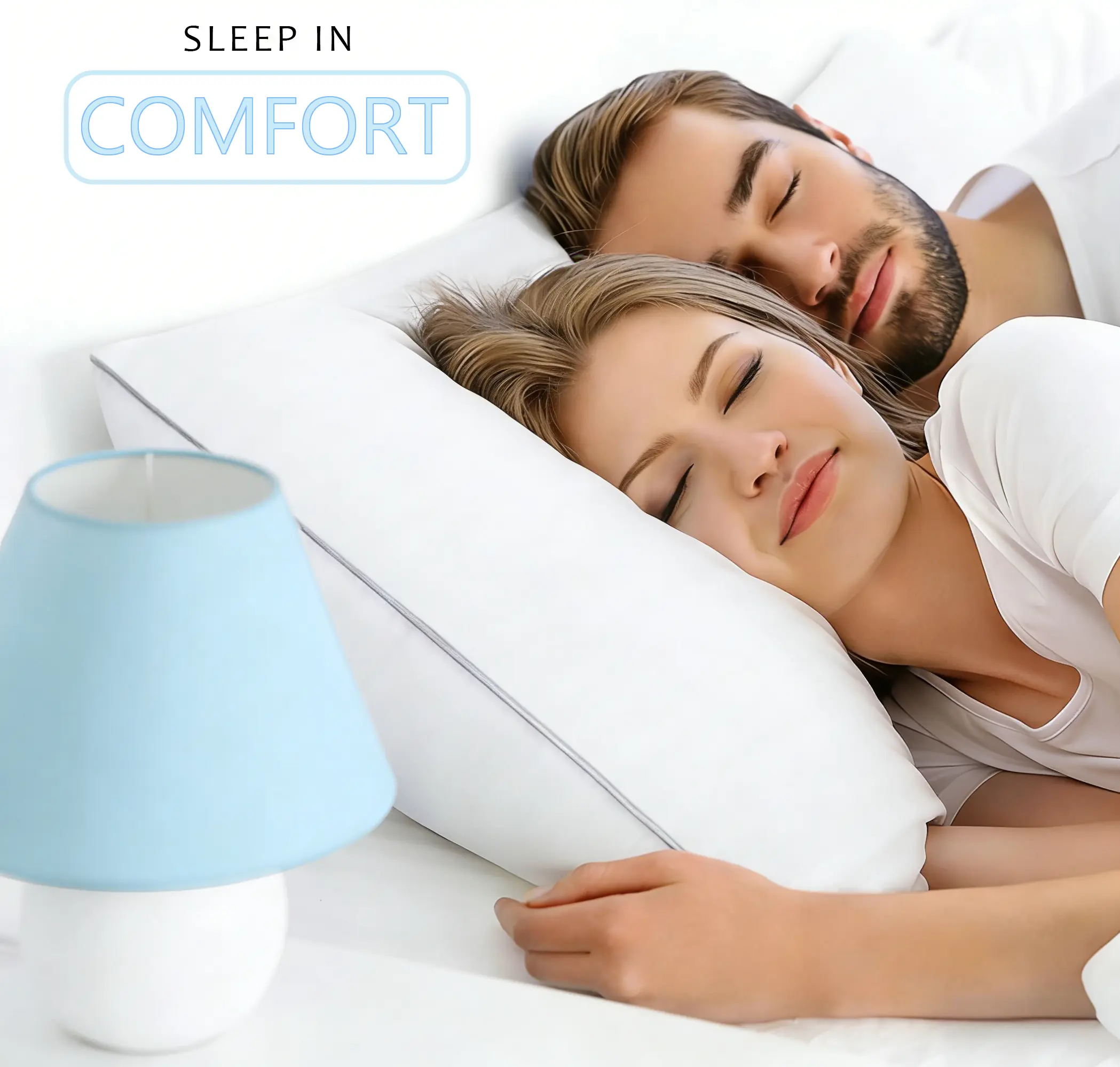 UFIST Bedding Premium Striped King Bed Pillows for Back Stomach & Side Sleepers - Soft Breathable Covers, No-Shift Construction, White, Pack of 2 - Polyester, King and Queen Double Size