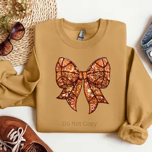 Basketball Faux Sequin Bow DTF Transfer