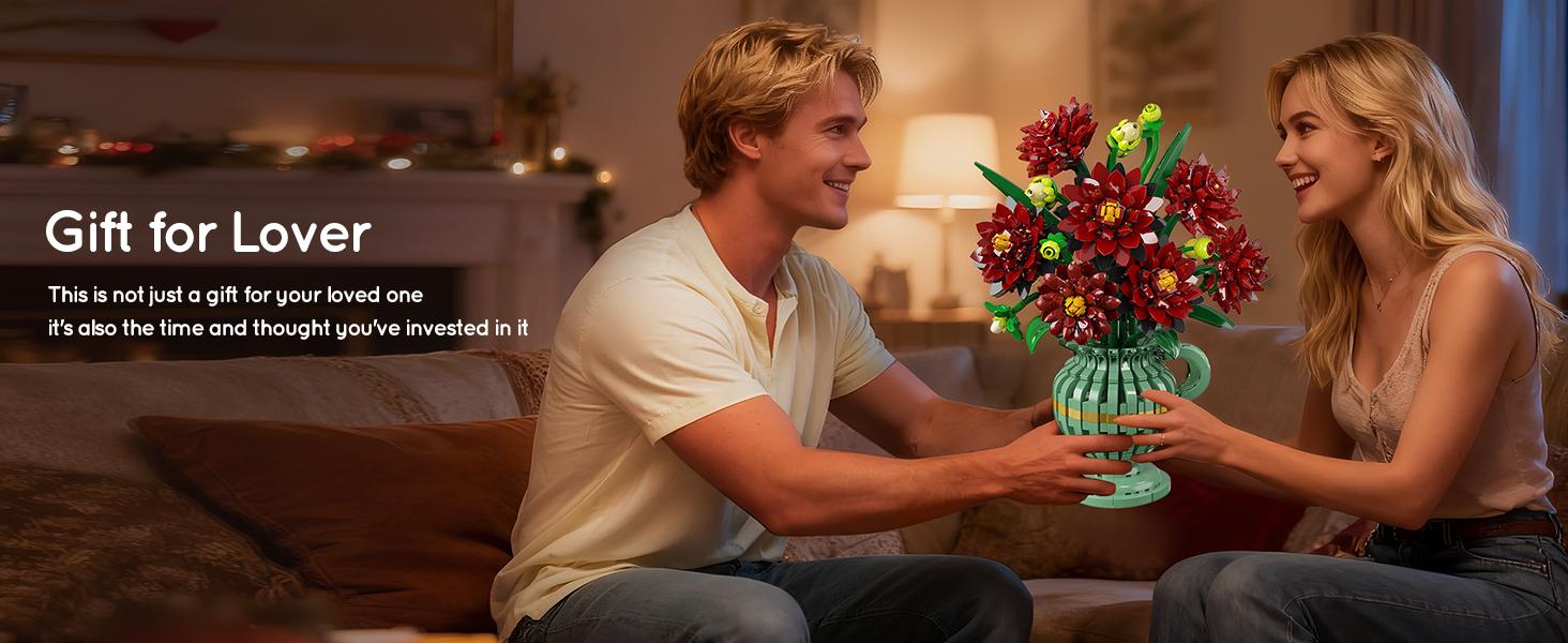 Black Dahlia Flowers Bonsai Building Set, Botanical Collection