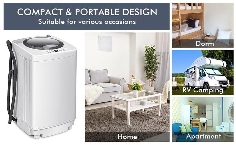 Costway - Full-Automatic Laundry Washing Machine with Drain Pump, Various capacity styles Full-Automatic Washer w/ LED Display, Water Levels