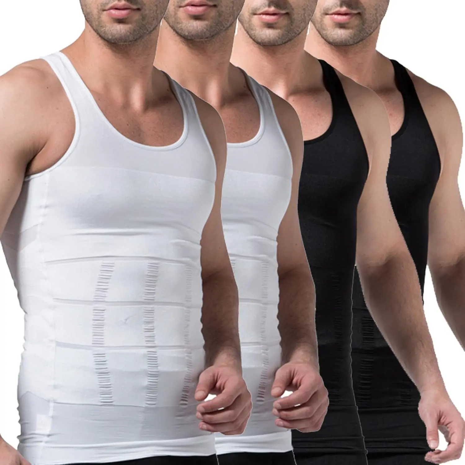 1/2/3/4-piece set of men's compression garments, tummy control sports vests, shapewear, breathable, elastic, lightweight, soft, stretchy shirt set, fabric sportswear