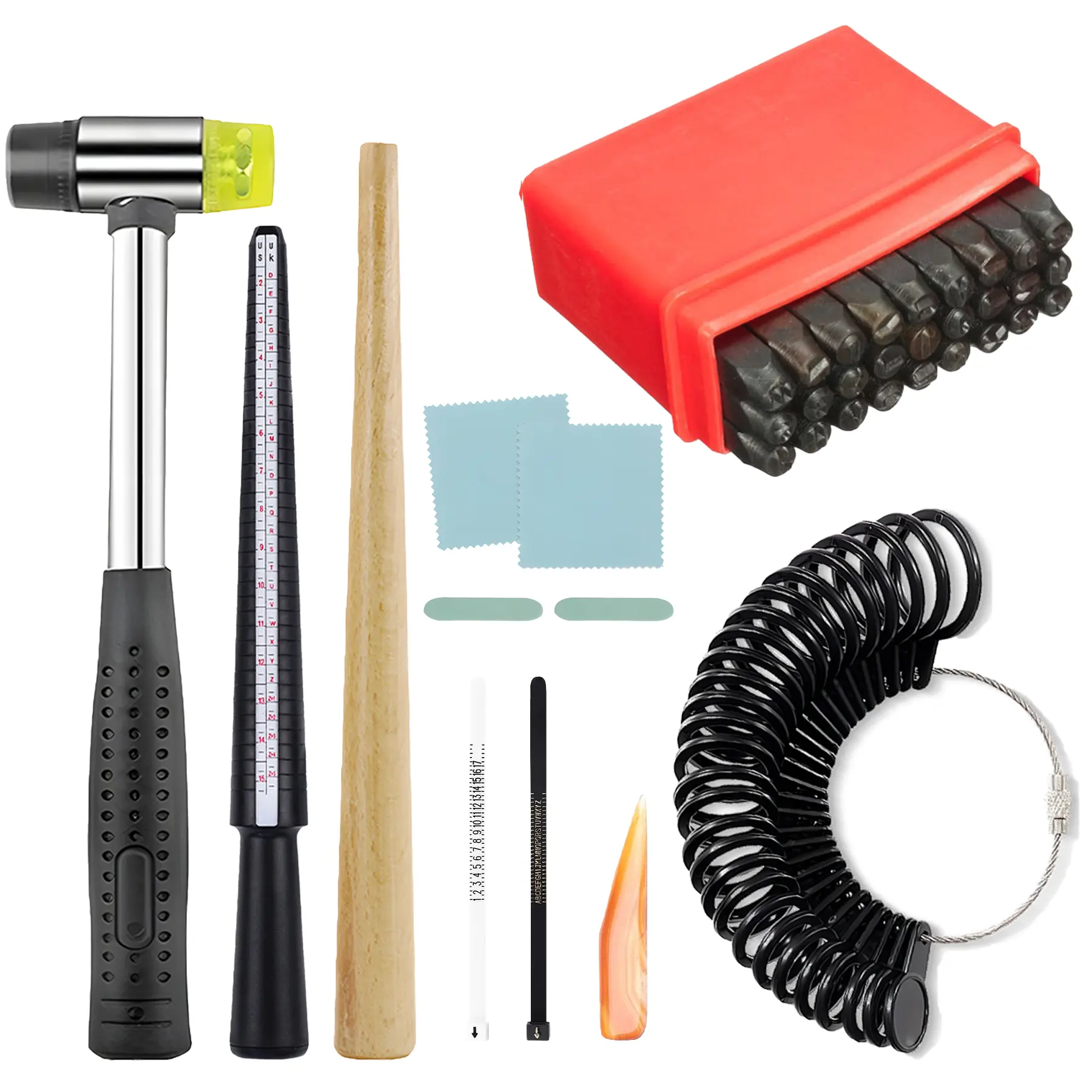 DIY Craft Jewelry Making Supplies Kit - Ring Making & Stamping Set with A-Z Letter Stamps, Hammer, Mandrel, Sizer Gauge, DIY Jewelry Forming Tools, Diy Craft Set