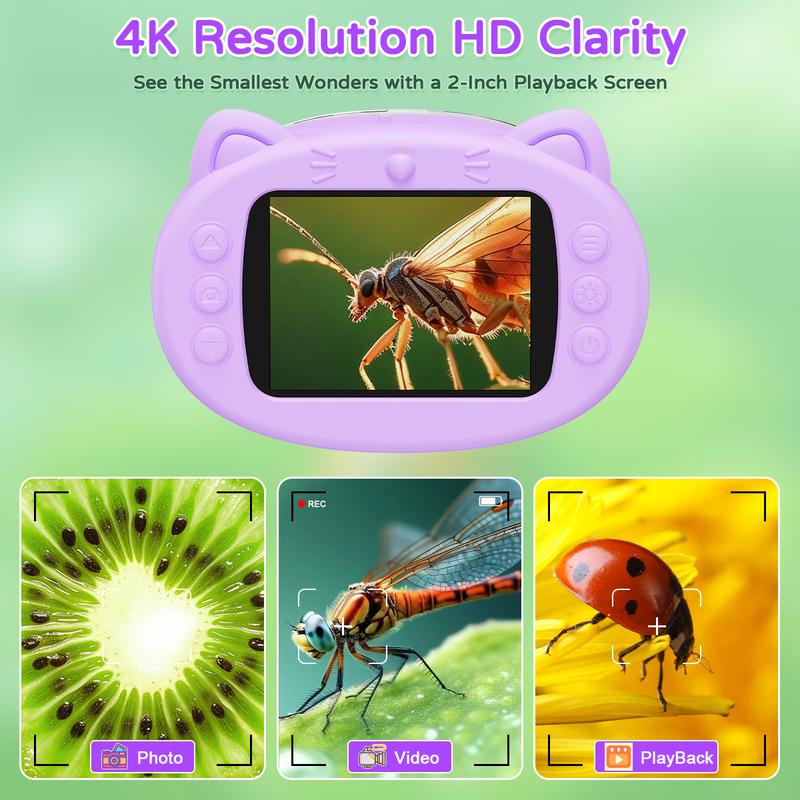 [2026 Upgrade] AuroraHaven Kids Microscope with Built-in Photo & Video Camera, 2.4" 4K Screen – 1000X Microscope and 100m Telescope, STEM Toy & Educational Gift for Boys & Girls Ages 3–12