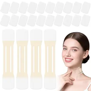 Invisible Neck Wrinkle Patches, Neck Lift Tape for Wrinkles Neck Makeup Patches, Breathable Skin Tone Bands for Instant Lift(4 High Elastic Pull Strips + 20 Replacement Patches)