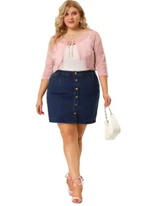 Agnes Orinda Bolero Cardigan Plus Size Tie Front Crop Floral Sheer Lace Shrug