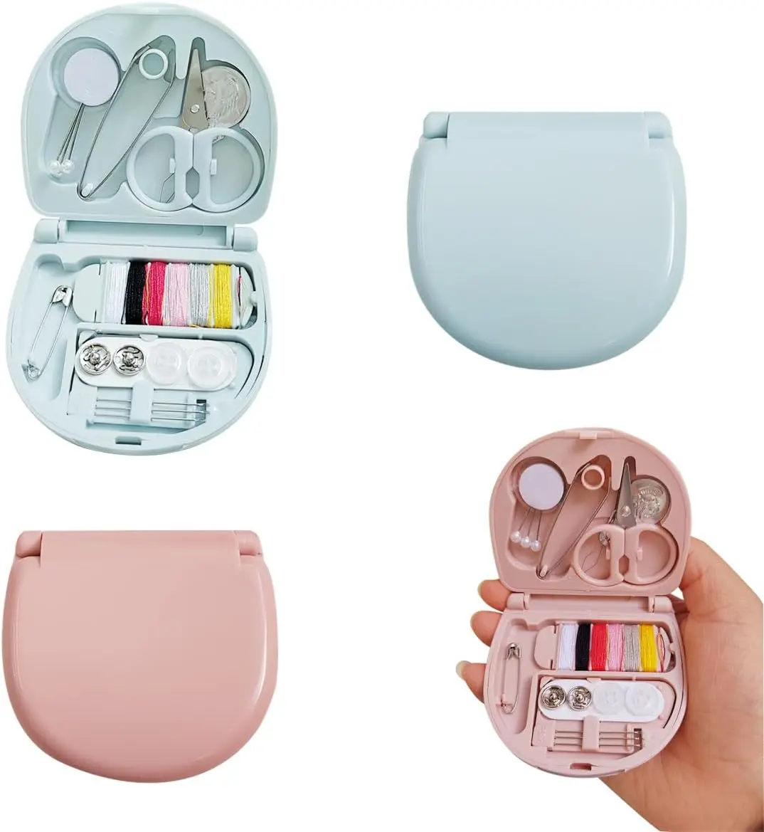 2 Pack Mini Travel Sewing Kit, Portable Travel Sewing Box Kit, Portable Heart-Shaped Box