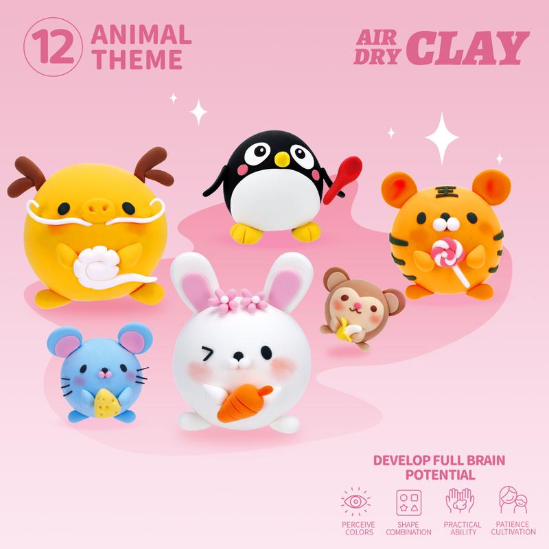 【LOUFOR】Air Dry Clay Kits - Modeling Clay for Kids, Ultra Light & Soft, Safe & Non-Toxic, DIY Airdryclay Kit with Sculpting Tools and Tutorials, Creatible Art Crafts Toys Gifts for Boys Girls，[XmasGifts]   Plastic Gift Set,Blackfriday,Christmas