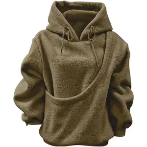 Pet Pouch Hoodie Winter Thick Waterproof Fleece Jacket for Small Cats and Dogs with Front Carry Pouch for Outdoor Use Normal Type