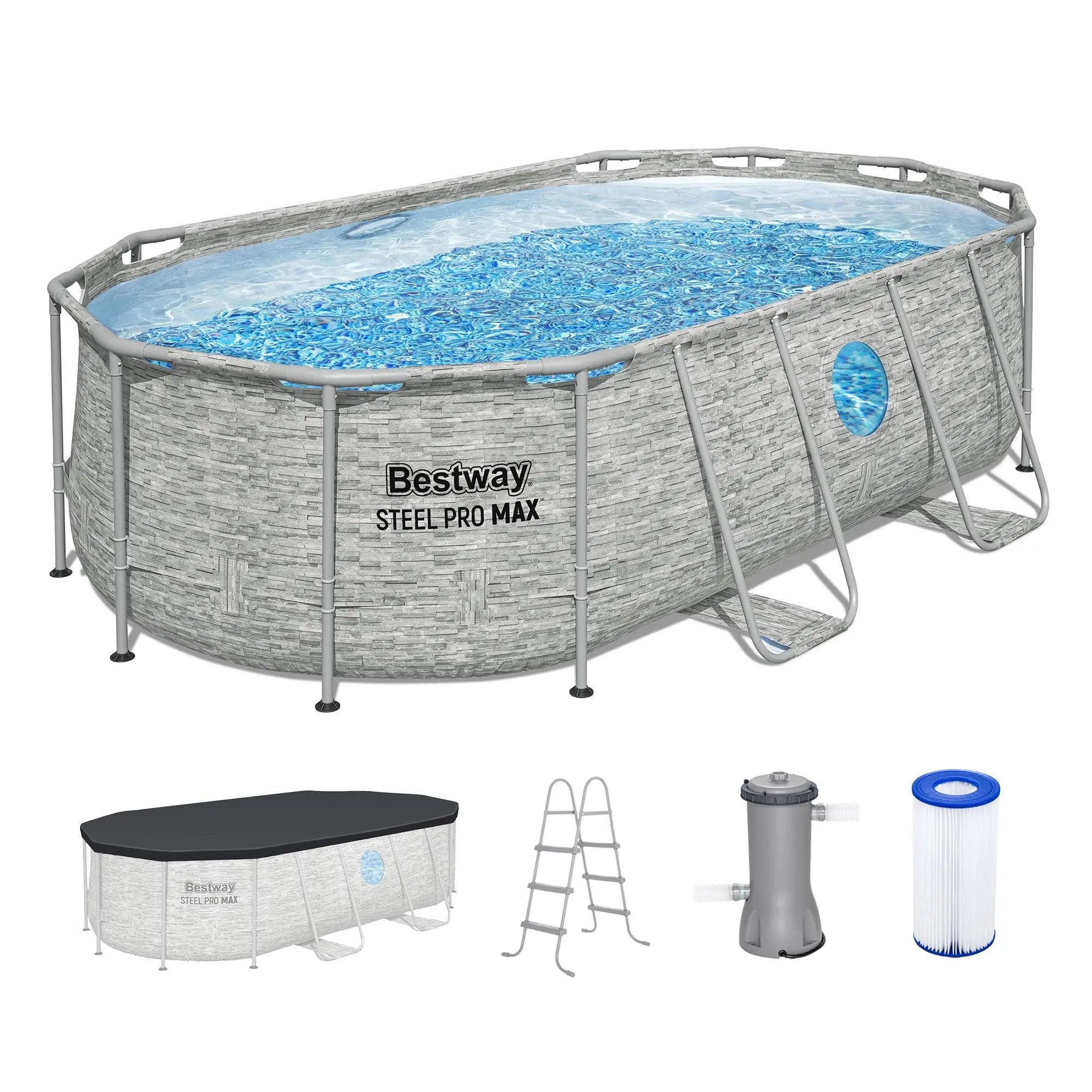 Bestway Steel Pro MAX Splashview 14' x 8'2" x 39.5" Above Ground Swimming Pool Set