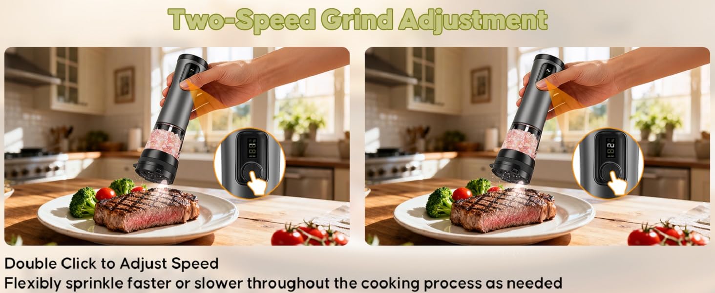 Automatic Pepper Grinder with Storage Base Electric Salt and Pepper Grinder Set Rechargeable Salt Mill with LED Power Display with Kitchen Light Automatic Pepper Grinder with Storage Base Electric Salt and Pepper Grinder Set Rechargeable Salt Mill with LED Power Display with Kitchen Light